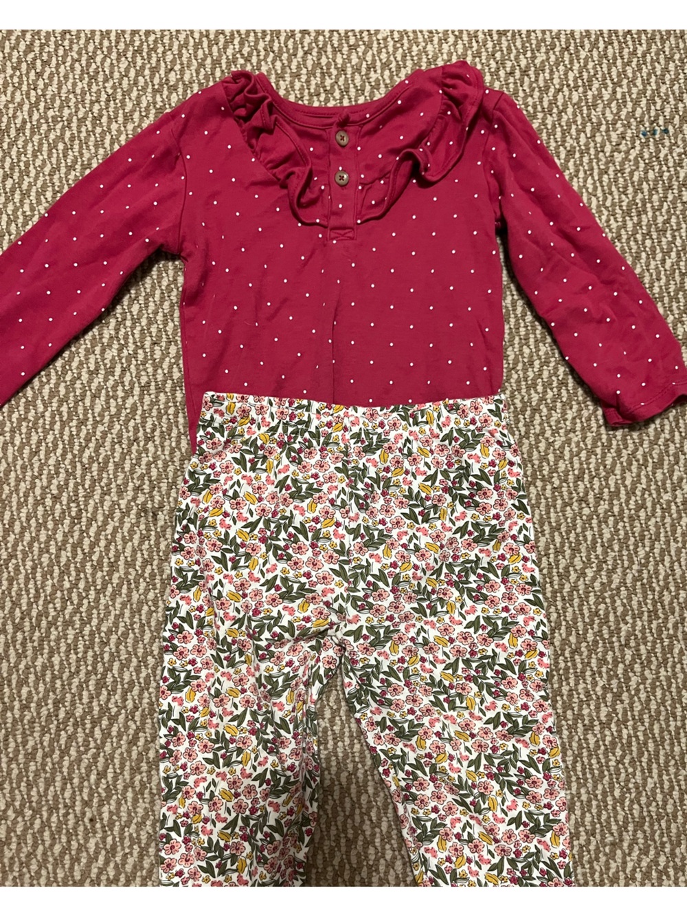 Girls 18M child of mine Berry Dot Top with Floral Leggings Set